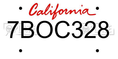7BOC328 California License Plate