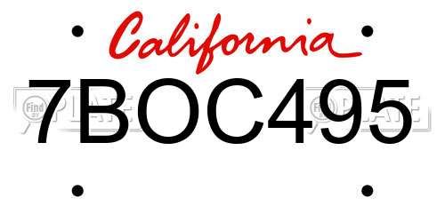 7BOC495 California License Plate