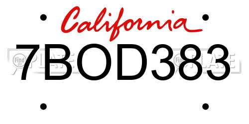 7BOD383 California License Plate