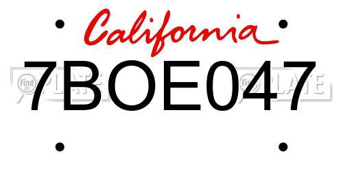 7BOE047 California License Plate