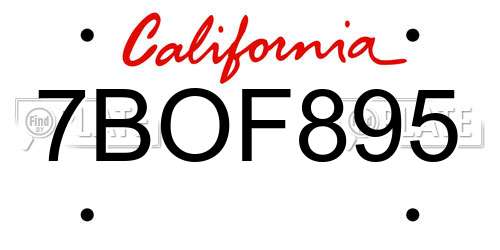 7BOF895 California License Plate