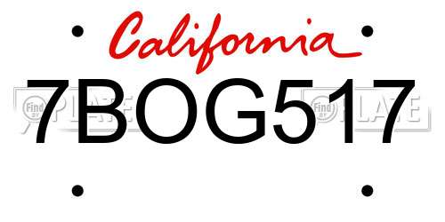 7BOG517 California License Plate