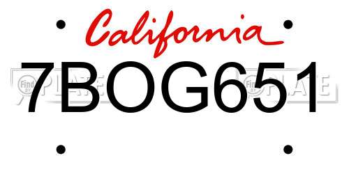 7BOG651 California License Plate