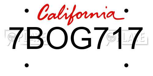 7BOG717 California License Plate