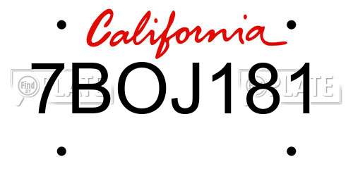 7BOJ181 California License Plate