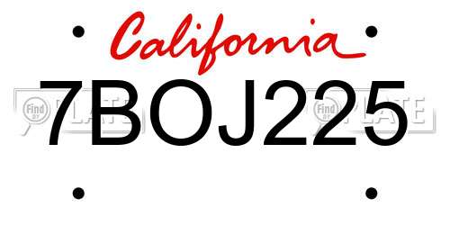 7BOJ225 California License Plate