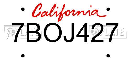 7BOJ427 California License Plate