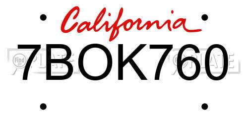 7BOK760 California License Plate