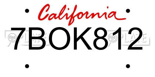 7BOK812 California License Plate