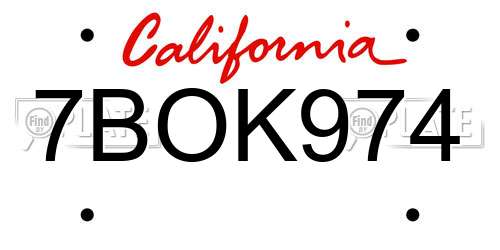 7BOK974 California License Plate