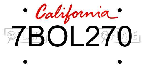 7BOL270 California License Plate