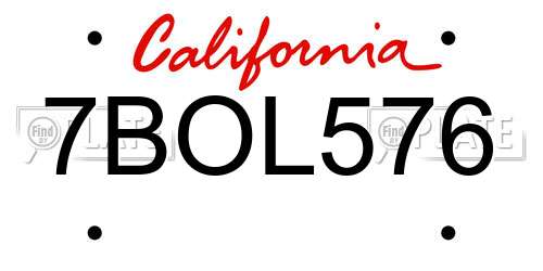 7BOL576 California License Plate