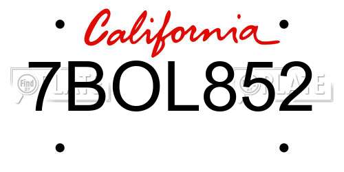 7BOL852 California License Plate
