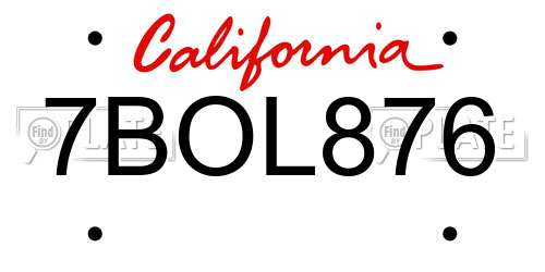 7BOL876 California License Plate