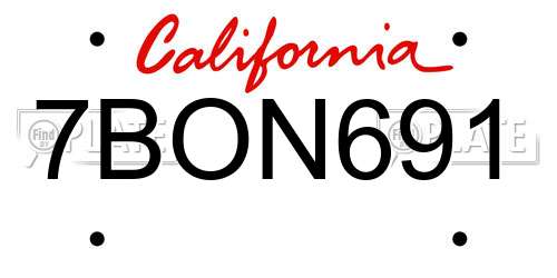 7BON691 California License Plate