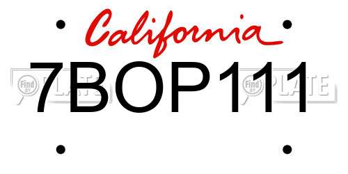 7BOP111 California License Plate
