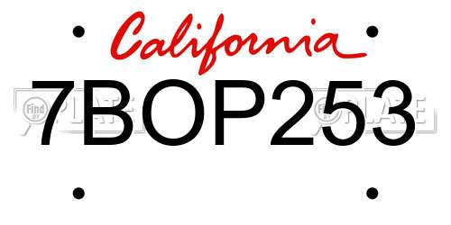 7BOP253 California License Plate