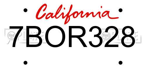 7BOR328 California License Plate
