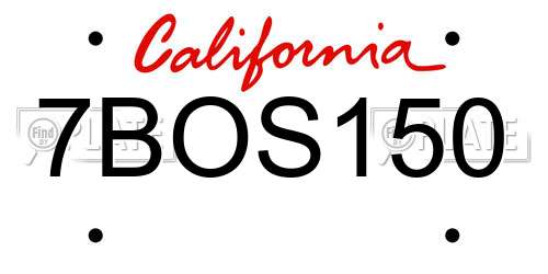 7BOS150 California License Plate