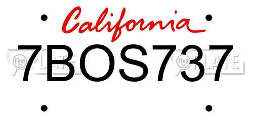 7BOS737 California License Plate