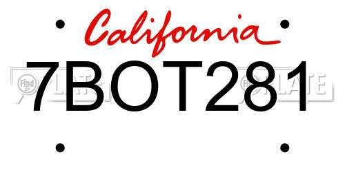 7BOT281 California License Plate