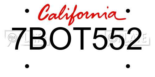 7BOT552 California License Plate