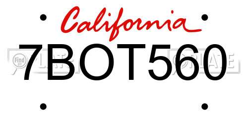 7BOT560 California License Plate