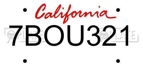 7BOU321 California License Plate