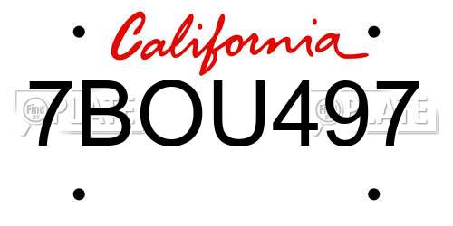 7BOU497 California License Plate