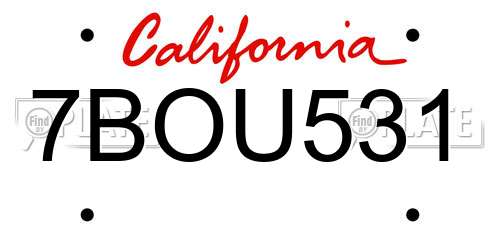7BOU531 California License Plate