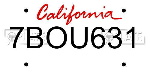 7BOU631 California License Plate