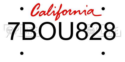 7BOU828 California License Plate