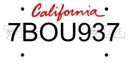 7BOU937 California License Plate