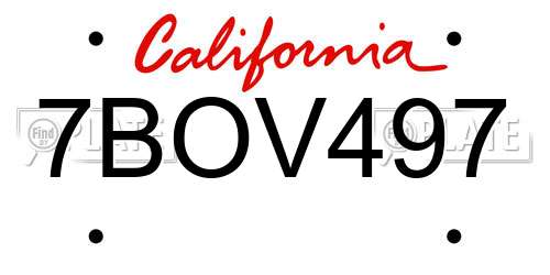 7BOV497 California License Plate