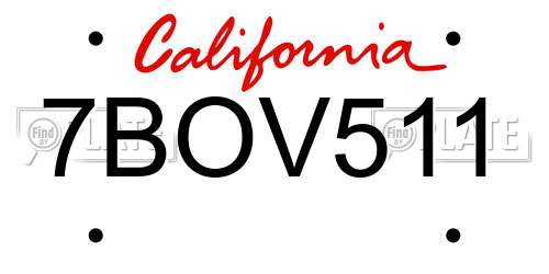 7BOV511 California License Plate
