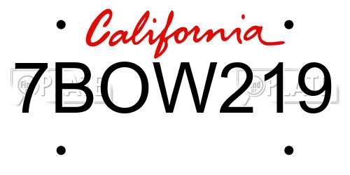 7BOW219 California License Plate