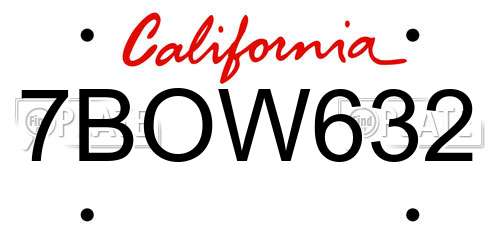 7BOW632 California License Plate