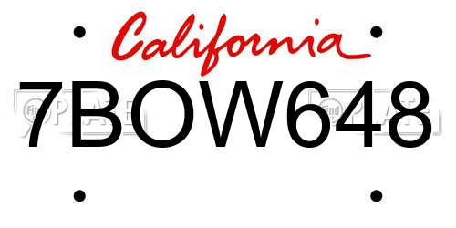 7BOW648 California License Plate