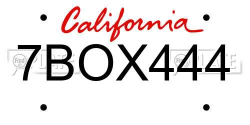 7BOX444 California License Plate