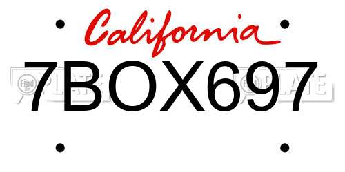 7BOX697 California License Plate