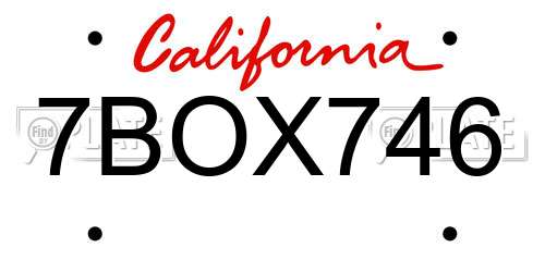 7BOX746 California License Plate