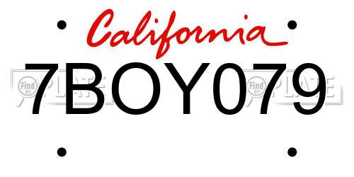 7BOY079 California License Plate