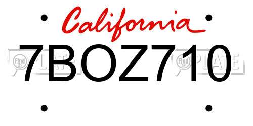 7BOZ710 California License Plate