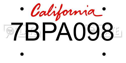 7BPA098 California License Plate