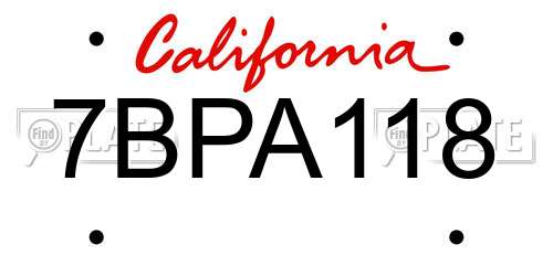7BPA118 California License Plate