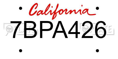 7BPA426 California License Plate
