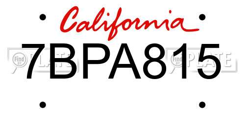 7BPA815 California License Plate
