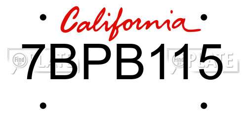 7BPB115 California License Plate