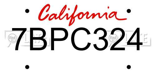 7BPC324 California License Plate