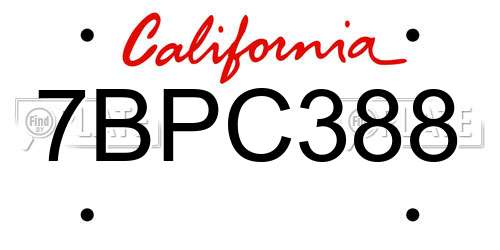 7BPC388 California License Plate